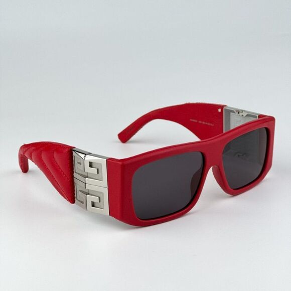 NEW Givenchy GV40034I  66A Red Leather Grey Unisex Geometric Sunglasses - Picture 7 of 12
